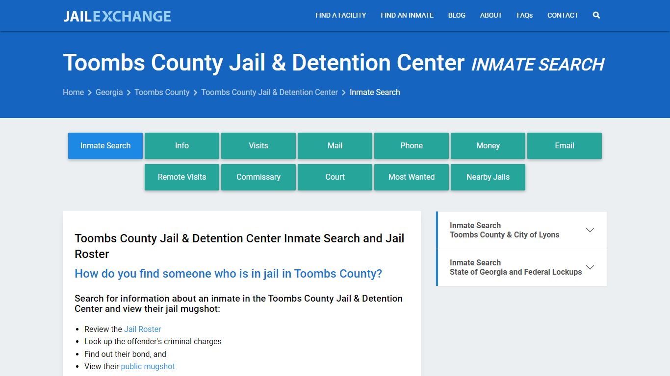 Toombs County Jail & Detention Center Inmate Search