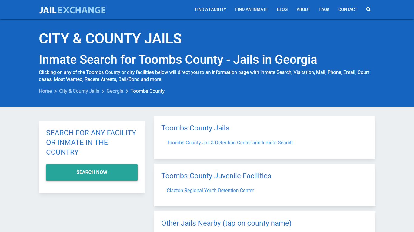 Inmate Search for Toombs County | Jails in Georgia - Jail Exchange